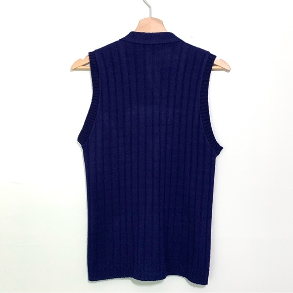 Vintage Montgomery Wards Navy Blue Sleeveless Cable Knit Sweater Vest Medium - Picture 4 of 11